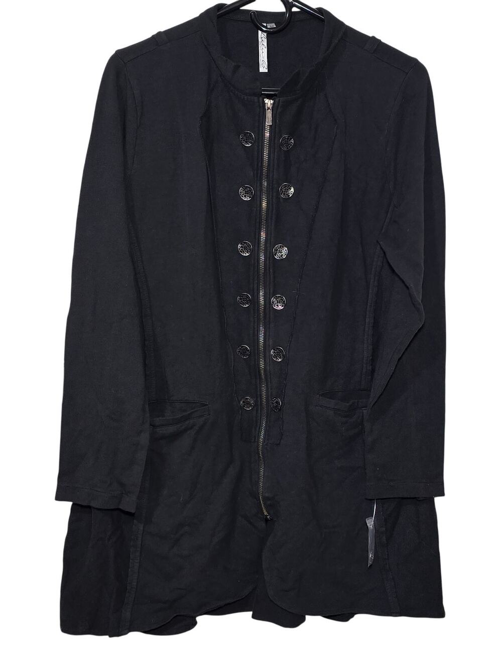 Lulu B Goth Button Up Long Jacket NWT Womens Medium Black Metal Buttons